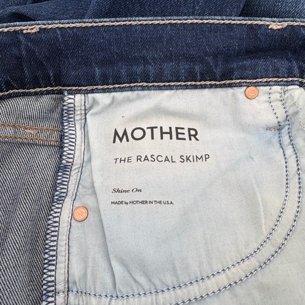 MOTHER The Rascal Skimp Jeans Shine On Dark Blue Straight Leg 10424-1728 Size 29 - Picture 10 of 12